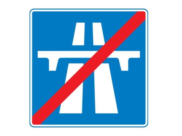 A. Motorway speed limits stop
B. Motorway rules do not apply
C. End of motorway
D. No motorways from this point
