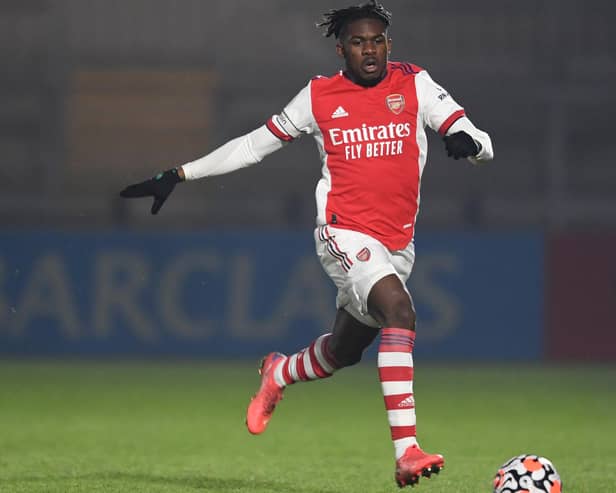 Tim Akinola pictured in action for Arsenal's under-23s.