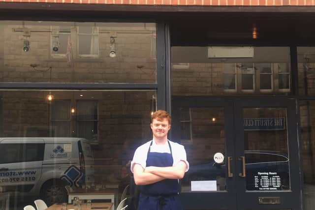 Arthur's in Belper, Derbyshire, will serve a 10-course tasting menu taking inspiration from themes like Bird's and curry sauce. Head chef and owner Leo Hill is pictured outside the restaurant.