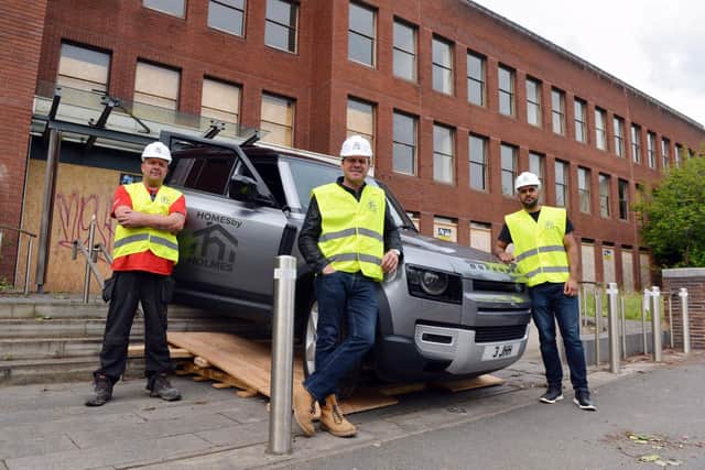 Homes by Holmes is turning the old council offices on Saltergate into apartments. Pictured are Neville Smith, contracts manager, James Holmes, company owner, and Jamal Khan, property research analyst. Pictures by Brian Eyre.