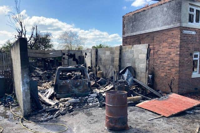 Dramatic photos shows the devastating impact of the accidental fire that spread from a garden brazier in Normanton