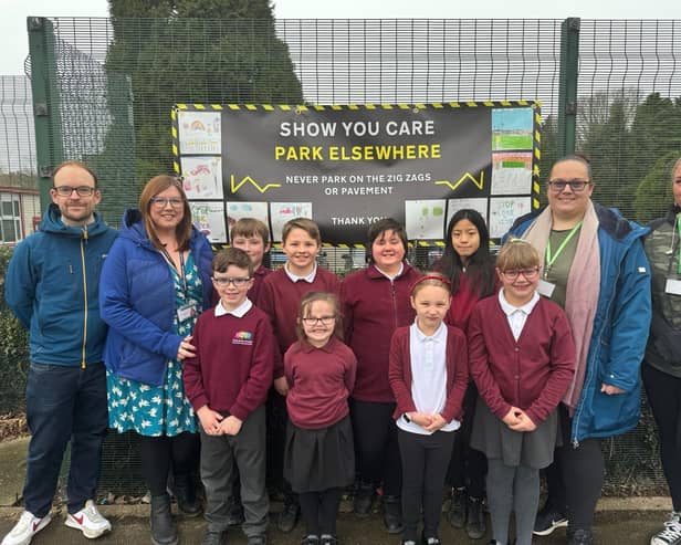 Youngsters from Dunston Primary and Nursery Academy were tasked with looking at parking outside the school, in Dunston Lane, Newbold, and then making posters that would help voice their concerns.