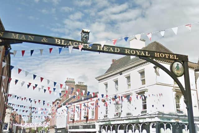 The controversial black head on the Ashbourne pub sign that has been taken down this week. Photo: Google Earth