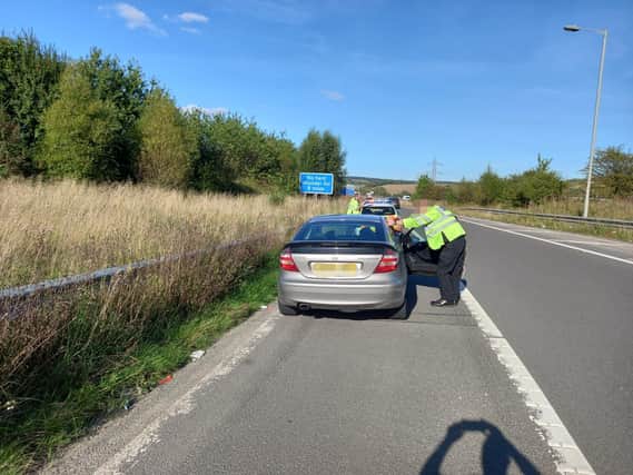 Derbyshire Roads Policing Unit said they seized the Mercedes after the occupants were caught selling 'worthless jewellery' for the second time (photo: Derbyshire RPU)