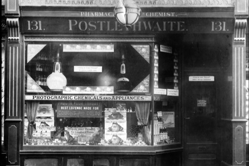 When throat tablets were made on site. Postlethwaites chemist at 131, Fawcett Road, Southsea.
Picture: Barry Cox collection
