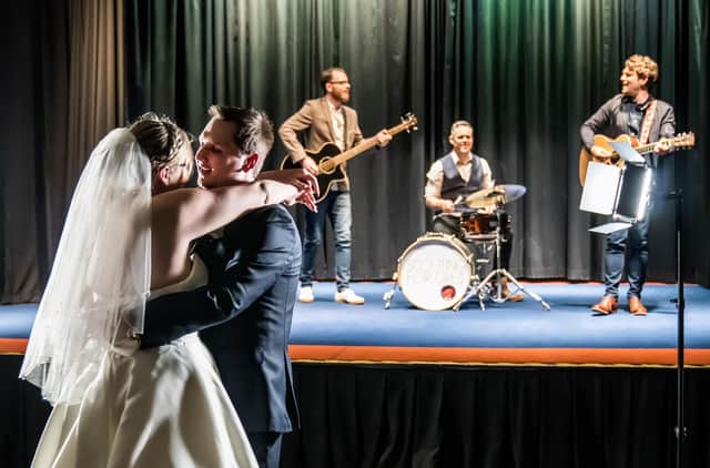 The couple's first dance as Scouting For Girls play. Picture: AntoxleyPhoto