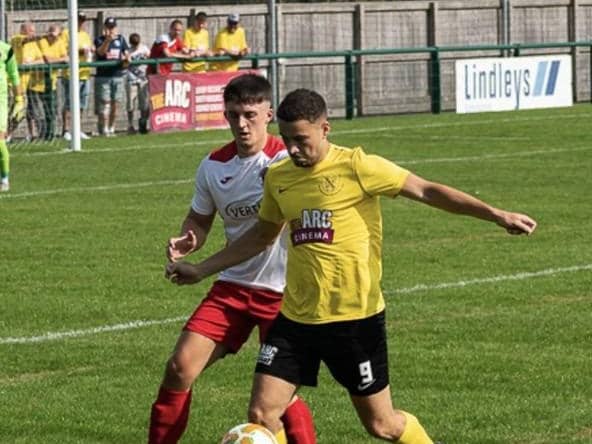 Action from Skegness's win at Hucknall. Photo: Hucknall Town FC.