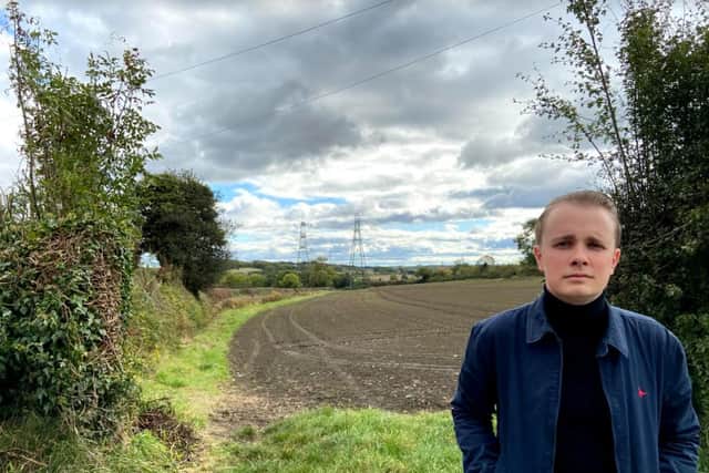 Jack Woolley at the site of the proposed housing development in Calow.