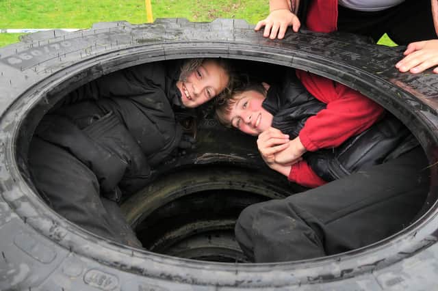 Mrs. Sue Parkes, the headteacher at Staveley Junior School, said the children 'absolutely loved' tractor tyres which have been recently donated.