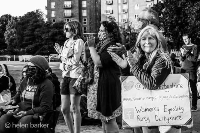 Members of WEP Derbyshire meet at marches and vigils, as pictured (photo: Helen Barker Photography)