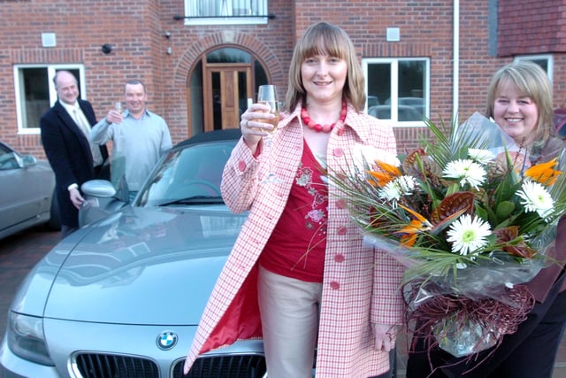 The winners of Doncaster Free Press Live Like a Millionaire competition moved in to a luxury apartment for the weekend with their BMW Z3. Pictured in 2007 were L-R  Colin Wright, Managing Director of Wright Investments, Paul Murray, Fiance Kelly Clarke, both of Skellow, and Denise Role, of Florentina Florists