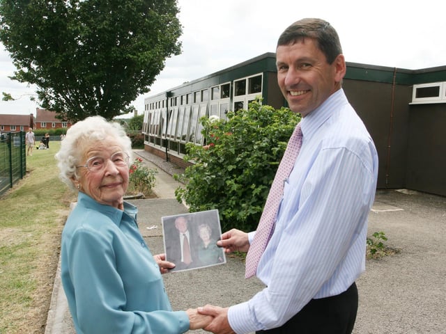Deer Park head Tim Soar was pictured with ex teacher Edna Williams in 2010
