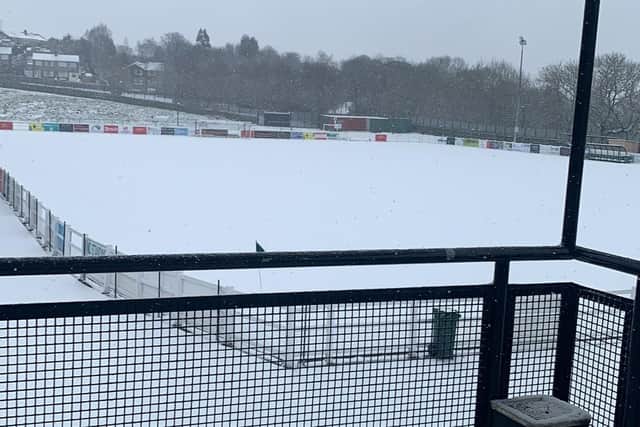 Bradford (Park Avenue) are due to host Alfreton Town but this was their pitch on Thursday evening. Photo: Bradford PA FC.