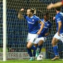Chesterfield celebrate their opener against Woking. Picture: Tina Jenner