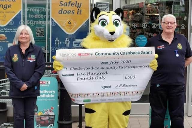 Chesterfield Community First Responders have received £500 from Spar's Community Cashback Grant scheme.
