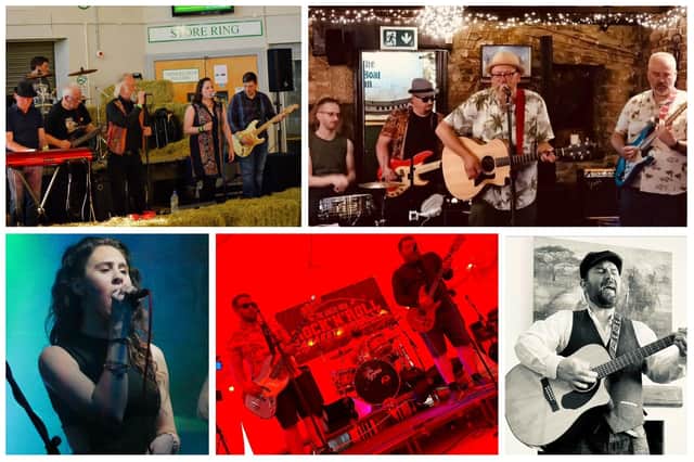 Little Dog, Paramount Dukes, Mark Morgan Hill, Brew Droop and DFACTO, clockwise from top left, will be performing at The Loft in Matlock on October 22 in aid of the Cystic Fibrosis Trust.