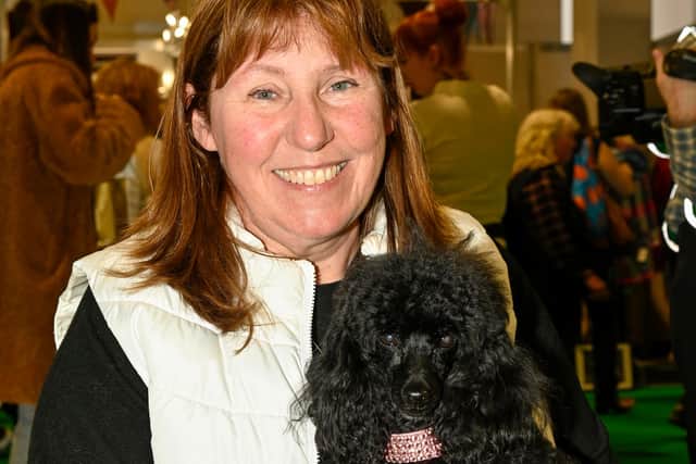 Mojo the piano playing dog with owner Lynne Land at Crufts 2022 at the NEC in Birmingham.
James Watkins/ Flick.digital