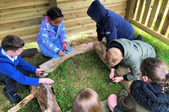 The outdoor classroom has been built for Somerlea Park Junior and Infant schools.