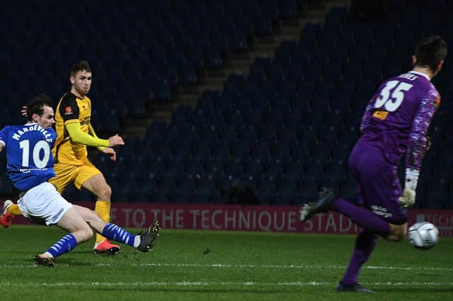 Liam Mandeville missed an open net - one of many chances against Aldershot.