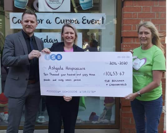 Staff and customers at TSB in Chesterfield and Bolsover raised £10,453.67 for Ashgate Hospicecare.