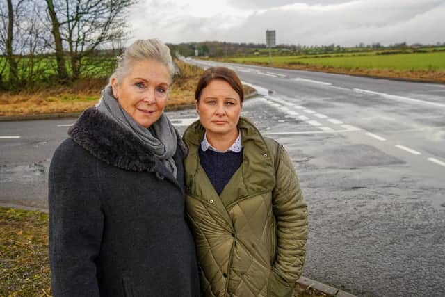Councillor Helen Wetherall is leading a campaign to get speed cameras and traffic lights along the A632 after two fatal accidents. She is pictured here with Natalie Hinchliffe - who was at the scene of a crash in which a mother and son died last week.