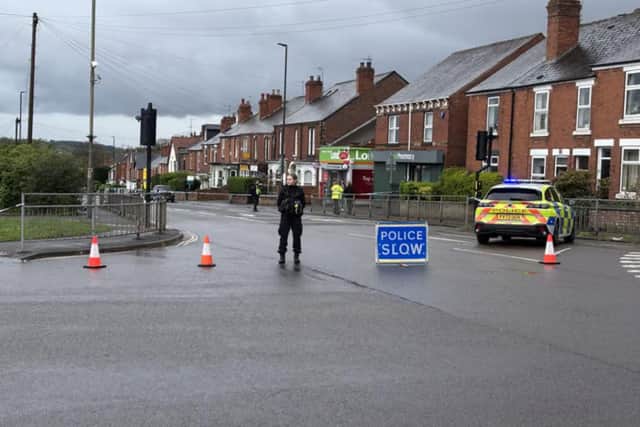 Chatsworth Road was closed from the junction with Storrs Road to the Morrisons roundabout.