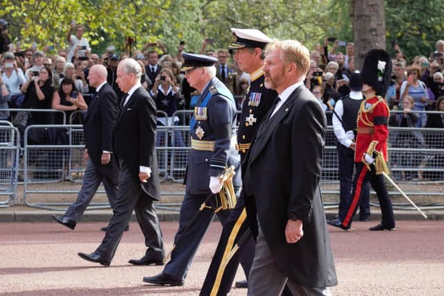 Members of the royal family took part in a historic procession that brought the Queen's body from Buckingham Palace to Westminster Hall, where it will lie in state until her funeral on Monday, September 19.