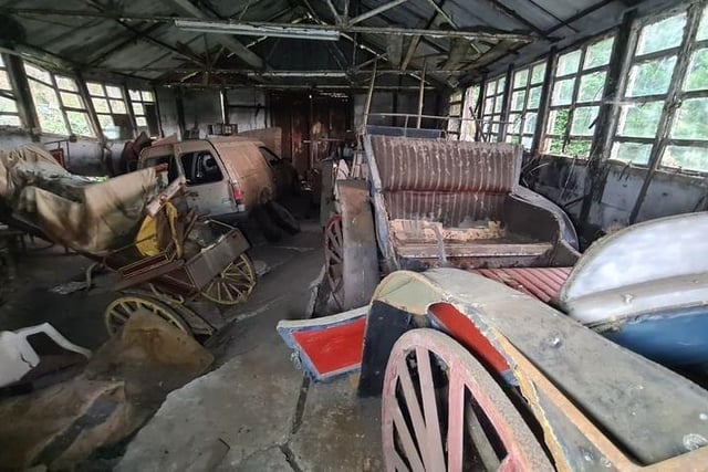 A number of old carriages had been abandoned in the barn.