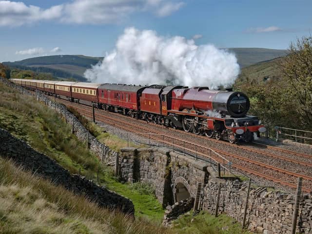 On the right tracks … crimson-painted steam locomotive Princess Elizabeth hauls the Northern Belle over the Settle-Carlise line