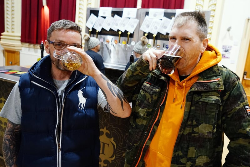 Mark Bailey and Damien Stevenson enjoy a glass