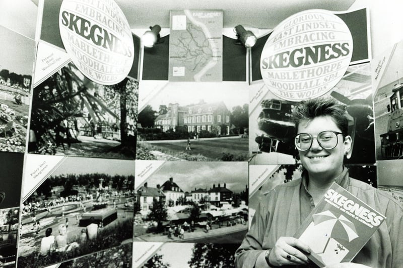 The north of England's largest holiday and travel exhibition, sponsored by Sheffield Newspapers, was held at the Cutler's Hall, Sheffield from 1983 to 1990 - an exhibitor advertising Skegness in 1989