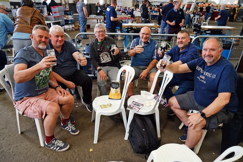 Burton on Trent old men talking group enjoy the delights of Rail Ale.