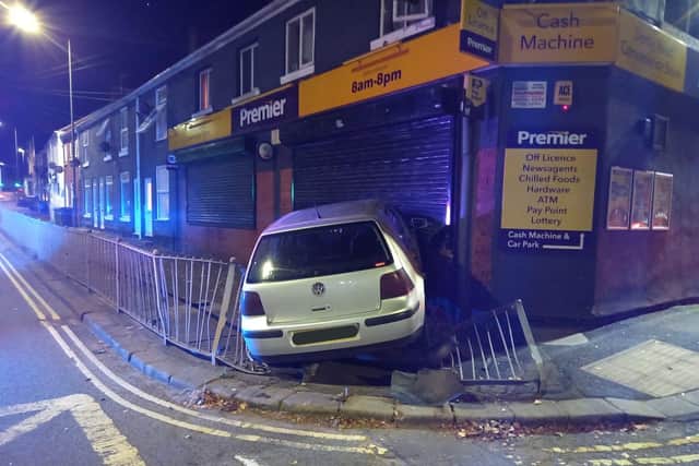 An alleged dink-driver crashed their car into a shop on a busy Chesterfield road. Image: Derbyshire RPU.