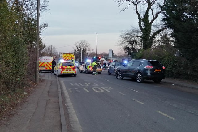 Emergency vehicles at the scene of the collision (pic Hezzie James)