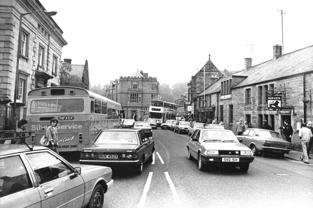 Bank holiday traffic chaos in Bakewell 1983.