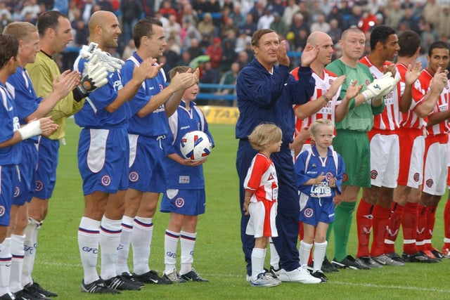 A testimonial for Kevin Randall at the Chesterfield v Sheffield United game at Saltergate. Kevin is pictured with the players on Tuesday July 29, 2003.
He was honoured for his outstanding service with a testimonial game.