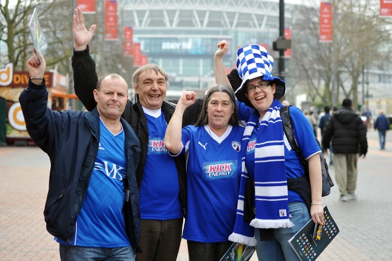 Fans enjoy the big match atmosphere at Wembley.
