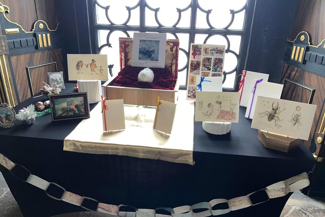 A selection of the Oracles art group's work which is on display at Bolsover Castle until January 2, 2024.