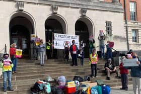 Campaigners showed their solidarity to refugees at Chesterfield Town Hall over the weekend.