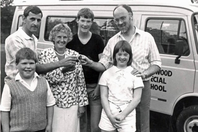 New minibus presented to Parkwood special school, 1986.