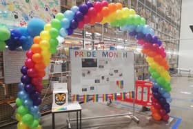 One of the displays at the Amazon depot in Barlborough for Pride Month.