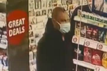 Police are seeking to trace the man pictured in relation to an alleged theft from Nisa Local in Wingerworth on June 10.