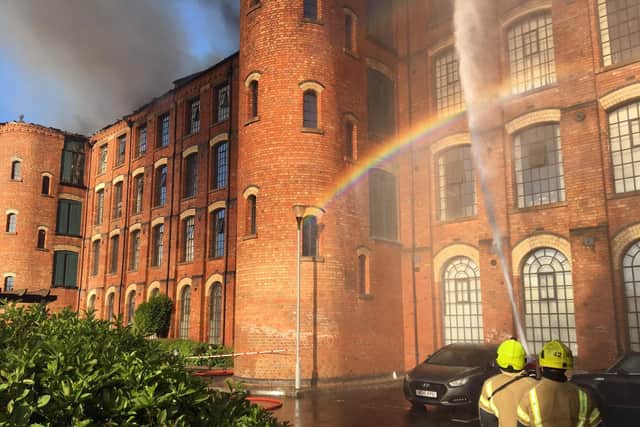 Firefighters tackle the blaze at Springfield Mill in Sandiacre.