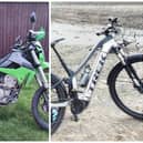 Officers are still trying to locate the motorbike and e-bike pictured here.