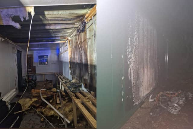 Everything inside the club's storage container was smoked damaged by the blaze