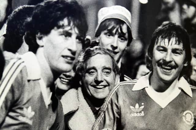 Chesterfield players celebrate winning the Anglo-Scottish Cup in March 1981, beating Rangers along the way.