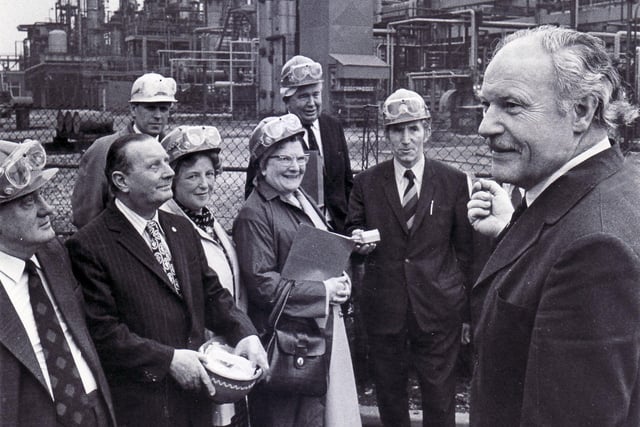 Council visitors at the Staveley Chemicals site,  5th March 1975