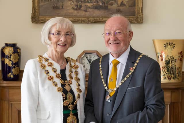 The Mayor of Chesterfield, Coun Glenys Falconer, and the Mayor's Consort, Coun Keith Falconer.