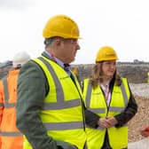 From left,  Secretary of State for Northern Ireland Brandon Lewis MP,  Sarah Dines MP, and Longcliffe Group chairman Robert Shields.