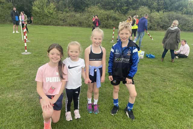 Esme, second from right, with her four-year-old sister Amelia beside her and friends Summer and Jack Biggs at Shipley Country Park.